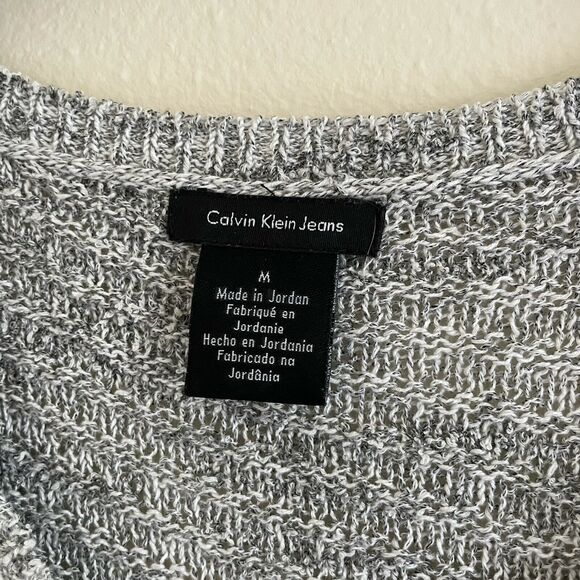 Calvin Klein Jeans Gray Marled Textured Knit Sweater - Size Medium - Cozycore - Picture 3 of 5
